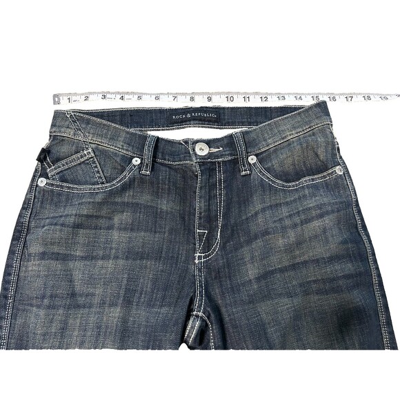 Rock & Republic Women's Jeans Kendall Size 10  30x27 Embroidery Dark Wash - Picture 4 of 8